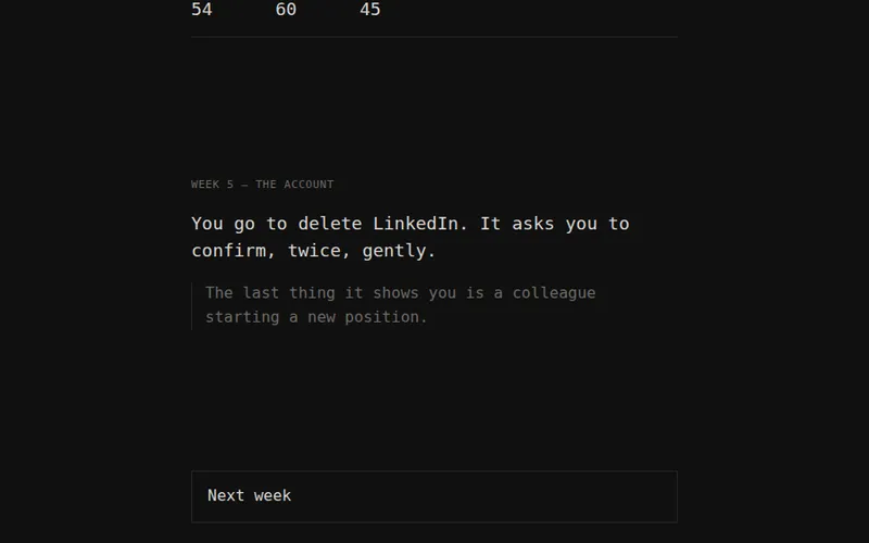 A later card about deleting a LinkedIn account, with the three meters at the top of the screen